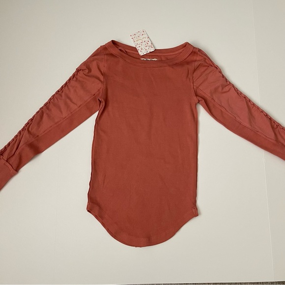 We the Free Daisy Ribbed Braided Cotton Braided long sleeve top sun sand - XS - Picture 2 of 9